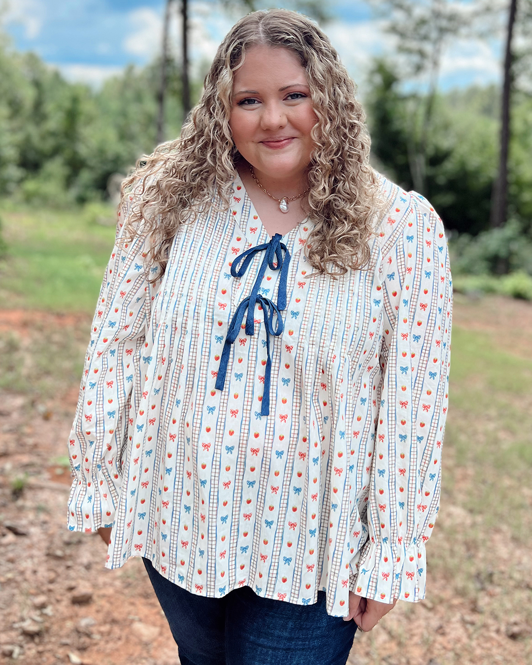 Tie-Front Peasant Blouse + Dark Denim