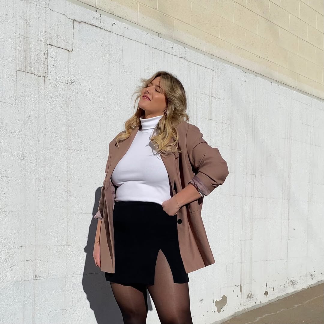 Turtleneck Layering + Split Mini Skirt