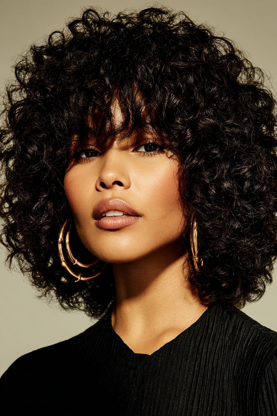 Sculpted Curly Fringe Bob