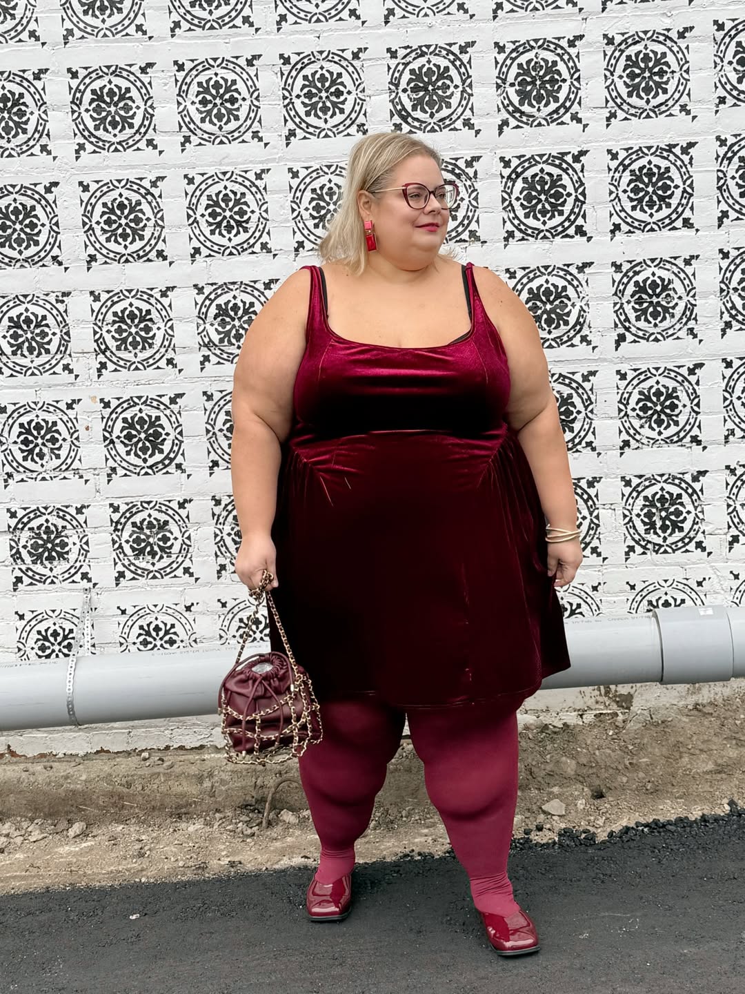 Velvet Mini Dress + Monochrome Burgundy Layers