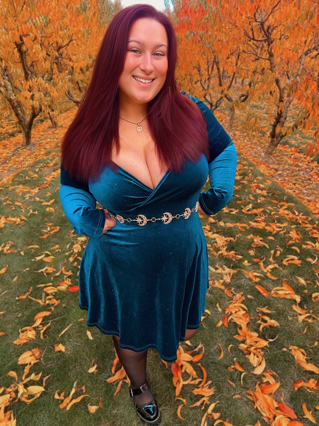 Velvet Wrap Dress + Ornate Chain Belt