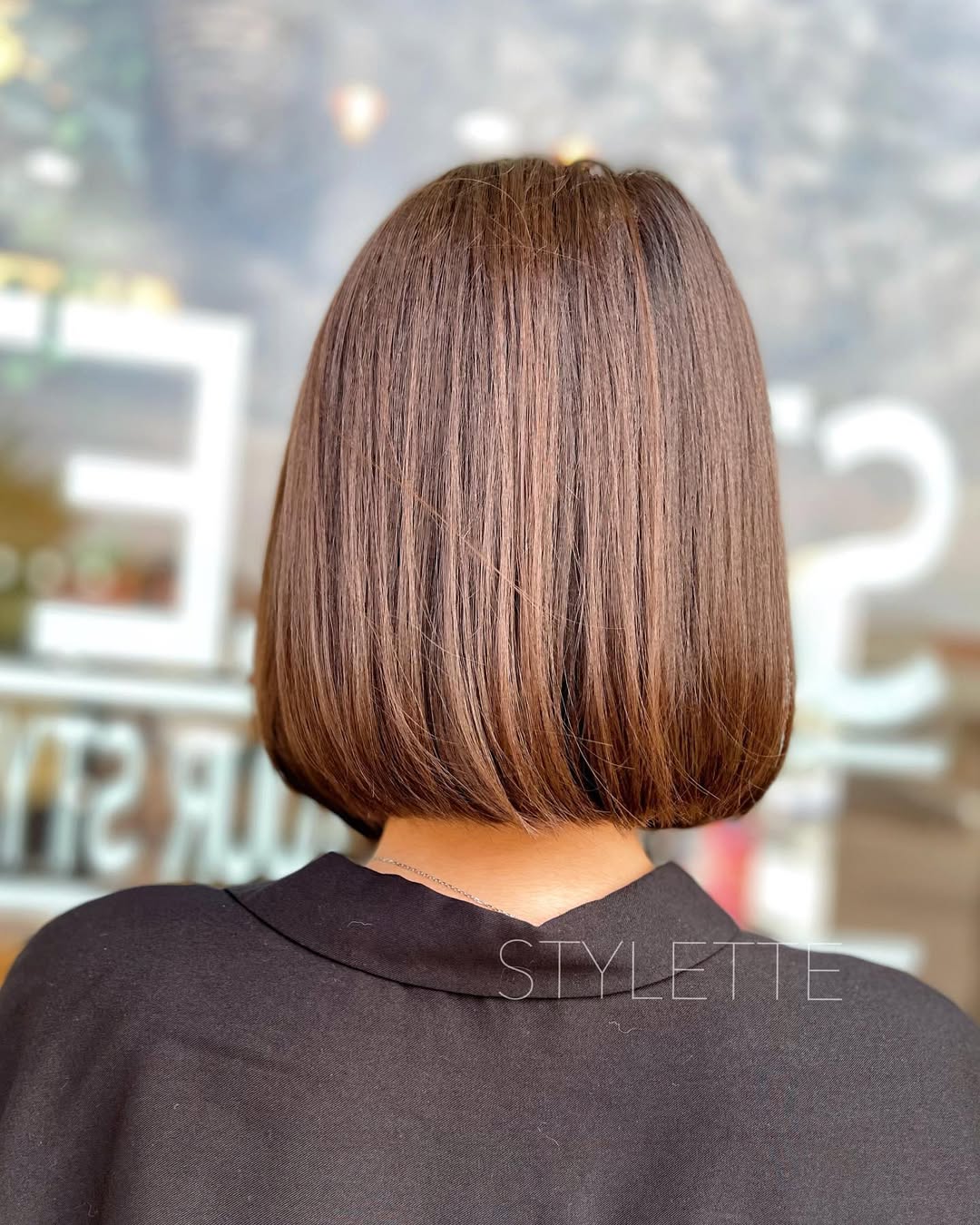 Warm Chestnut Blunt Bob