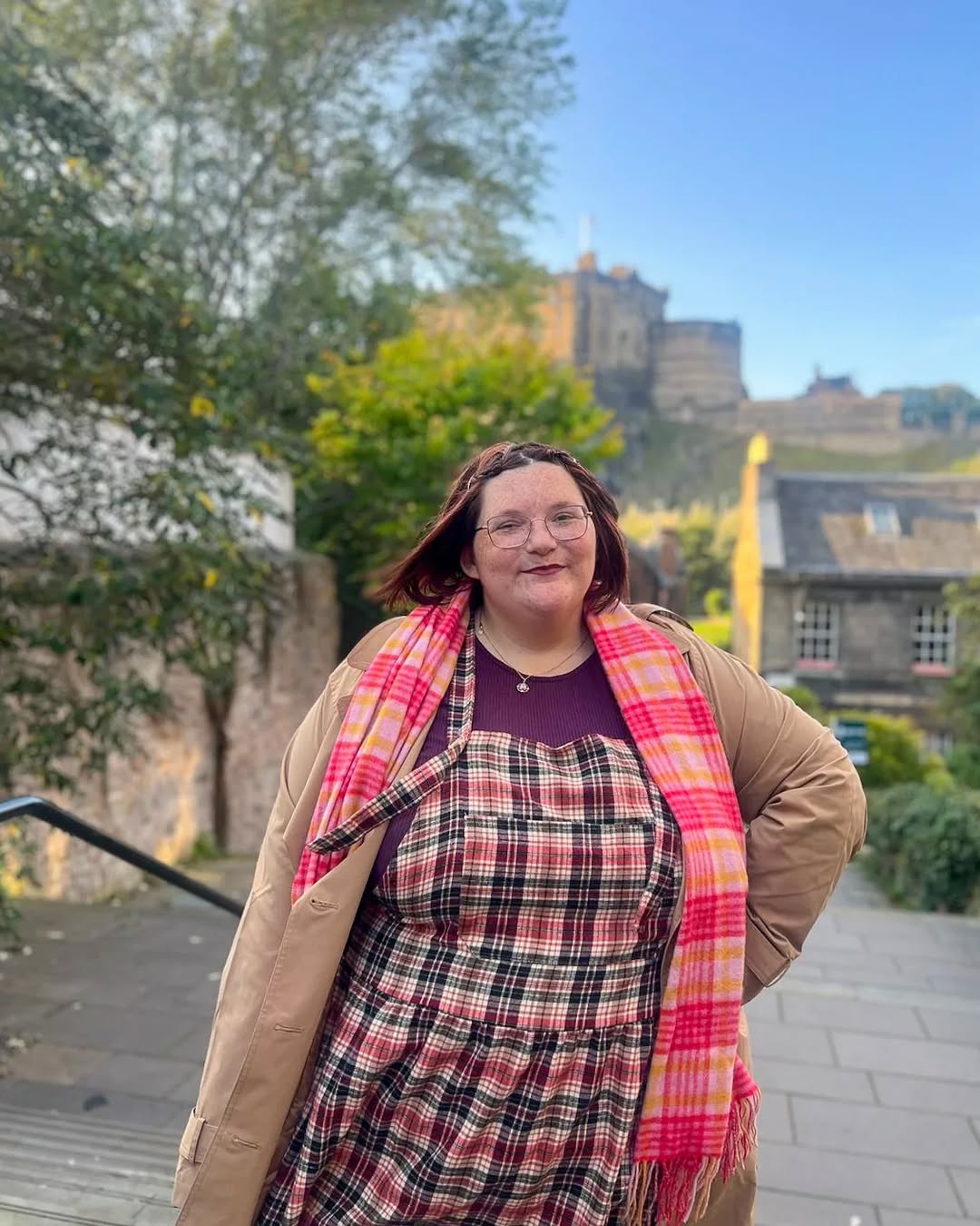 Wool-Blend Coat + Plaid Pinafore