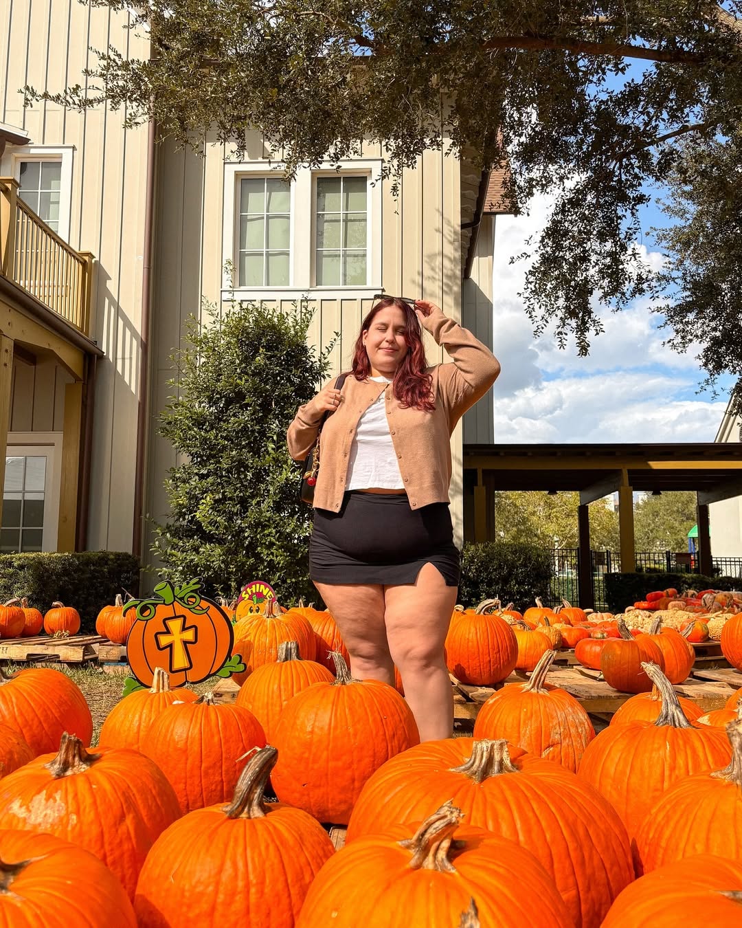 Soft Camel Cardigan + Easy Mini Skirt