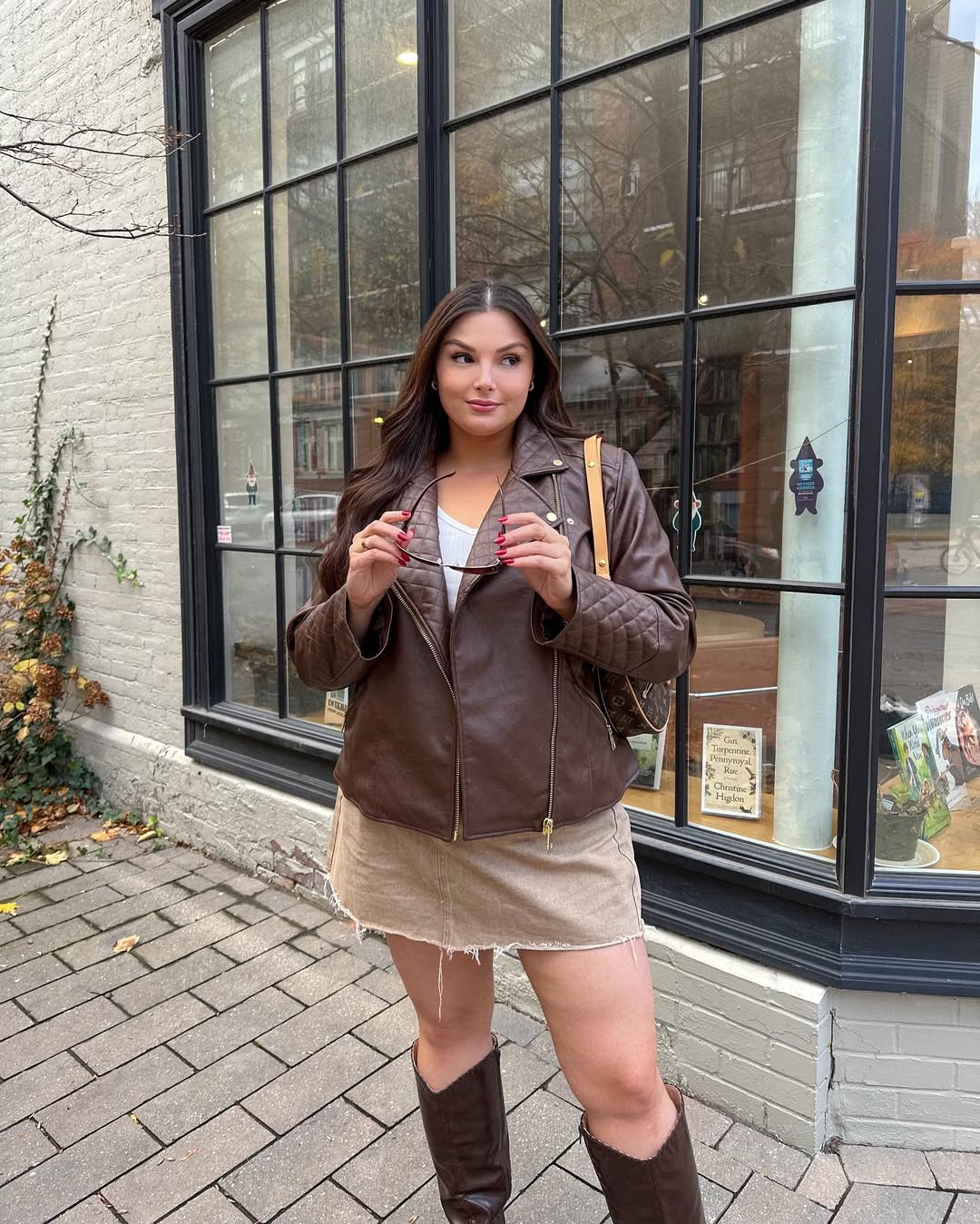 Quilted Leather Jacket + Frayed Mini Skirt