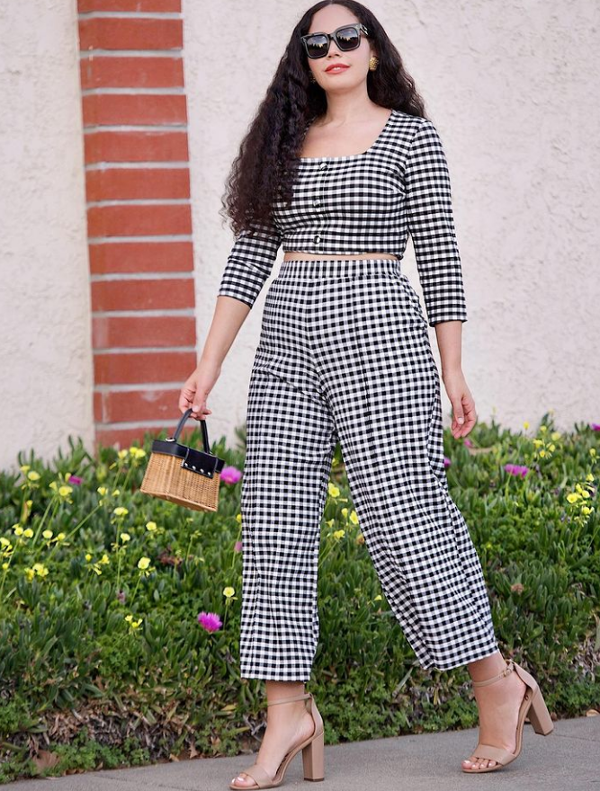 Checked Crop Set + Clean-Cut Wide Leg