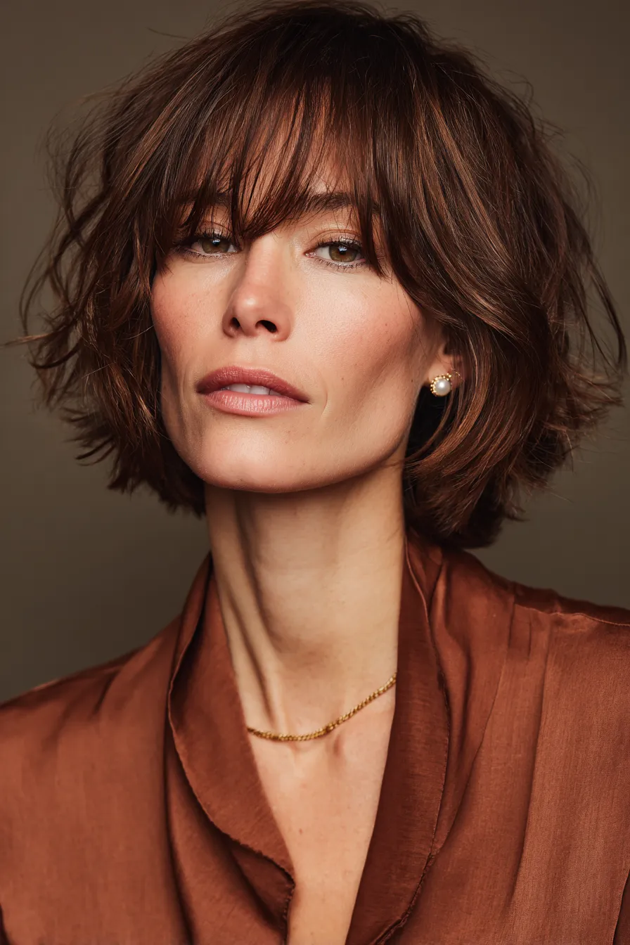 Textured French Bob with Fringe