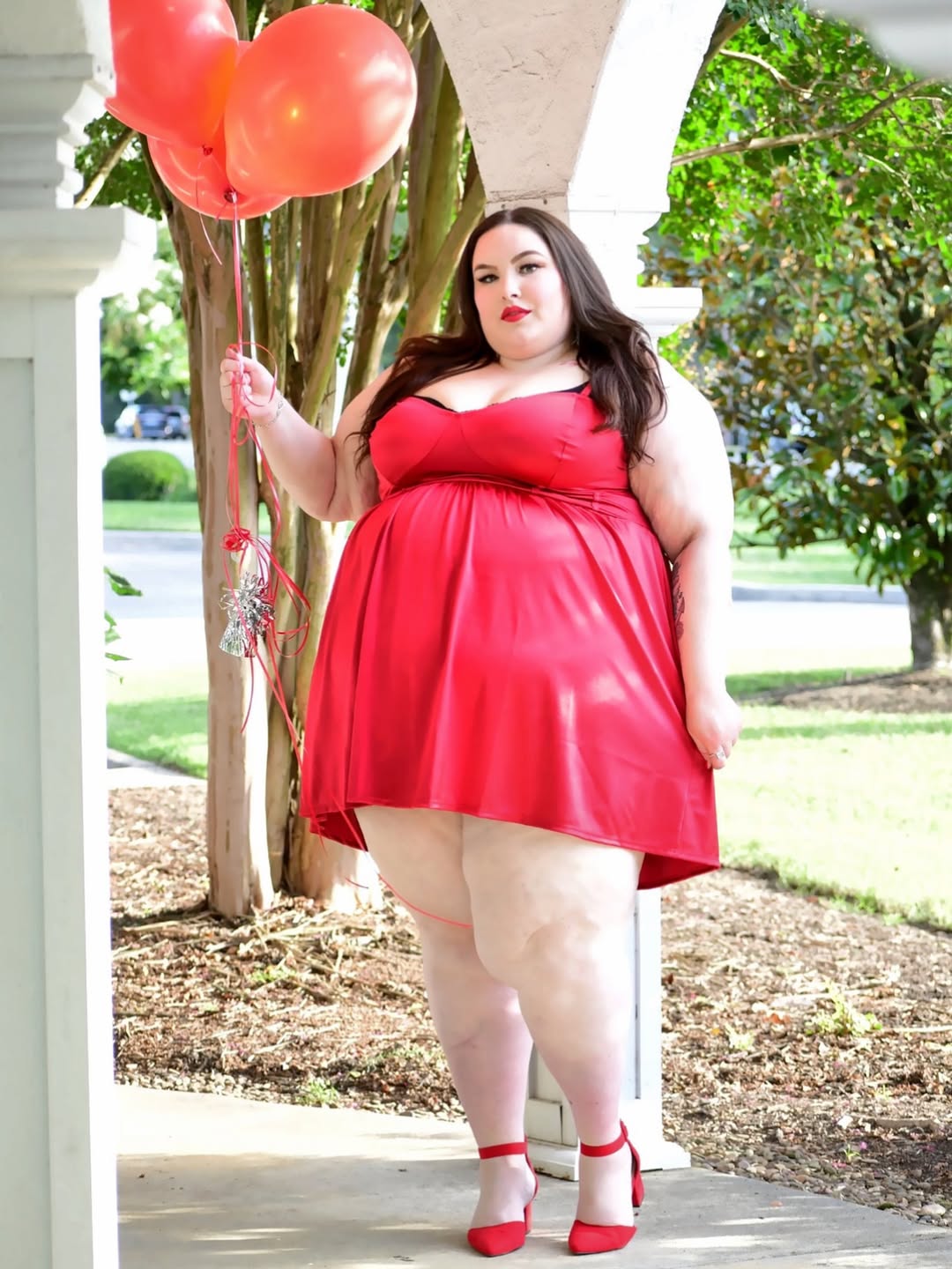 Satin Slip Dress + Bright Birthday Red