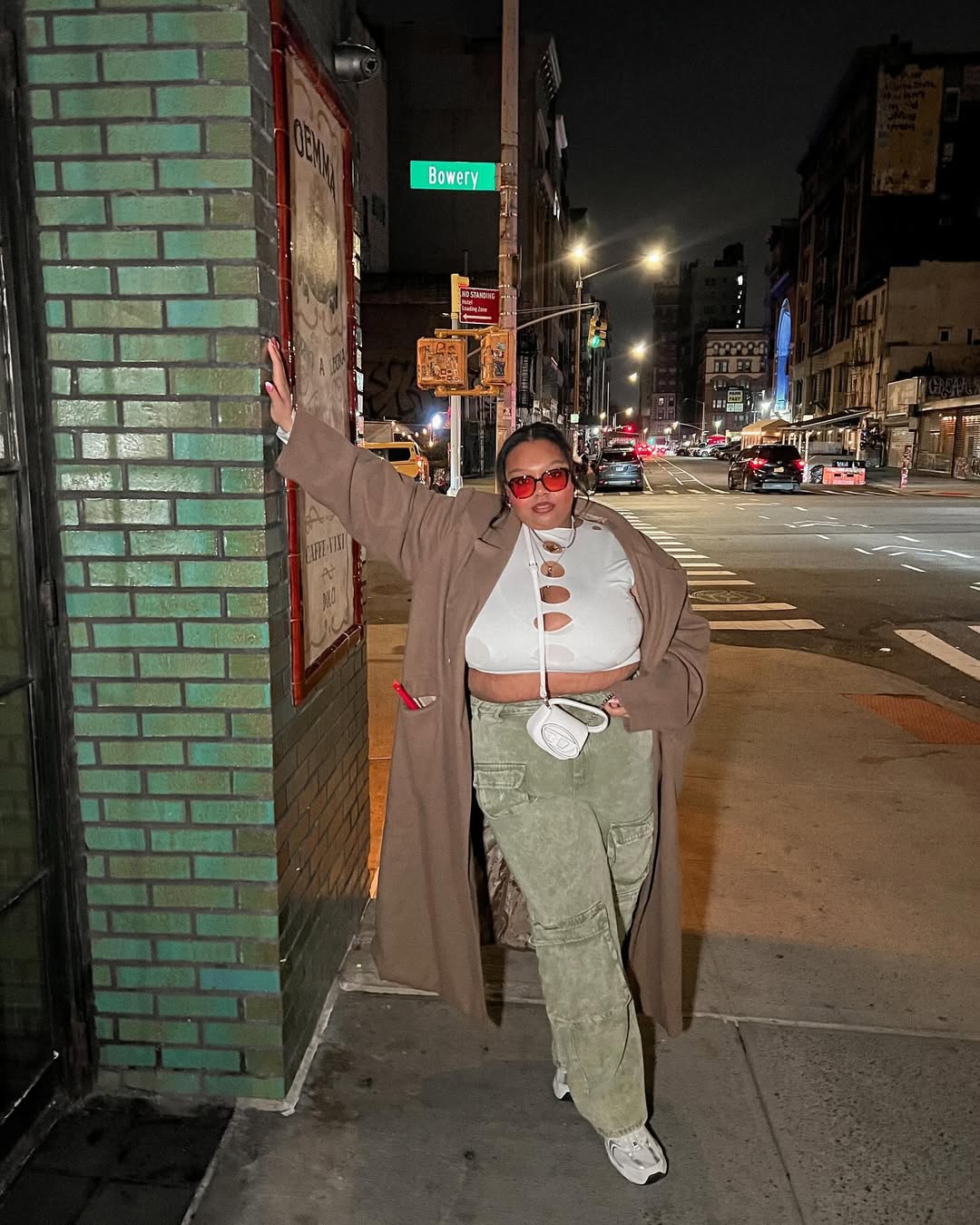 Cutout Knit Top + Longline Camel Coat