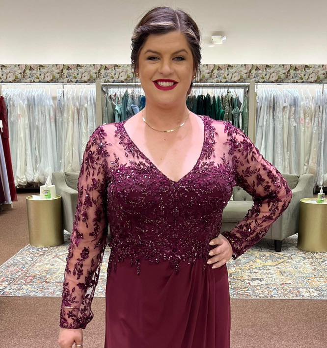 Beaded Illusion Bodice + Deep Berry Gown