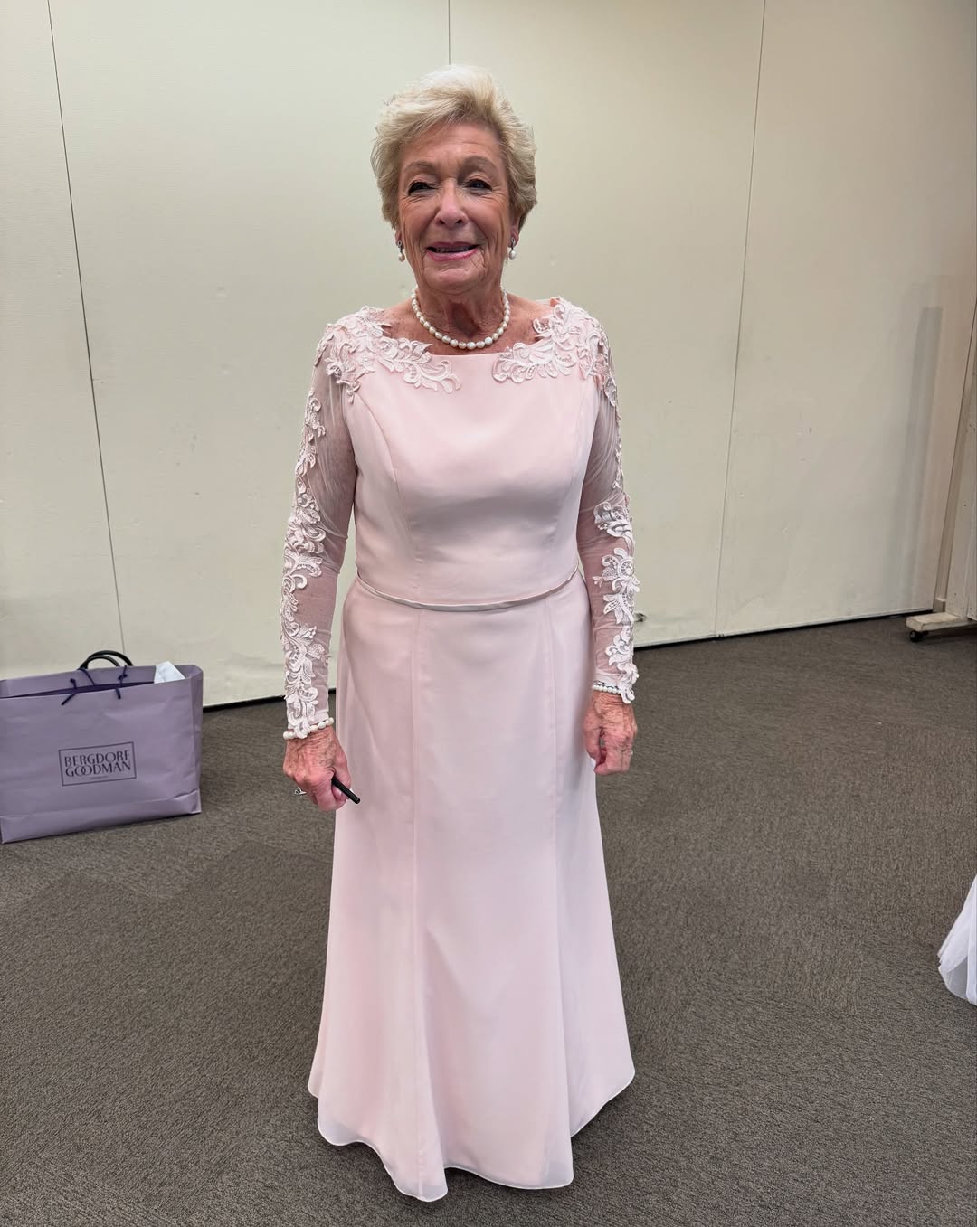 Sheer Lace Sleeves + Soft Blush Gown