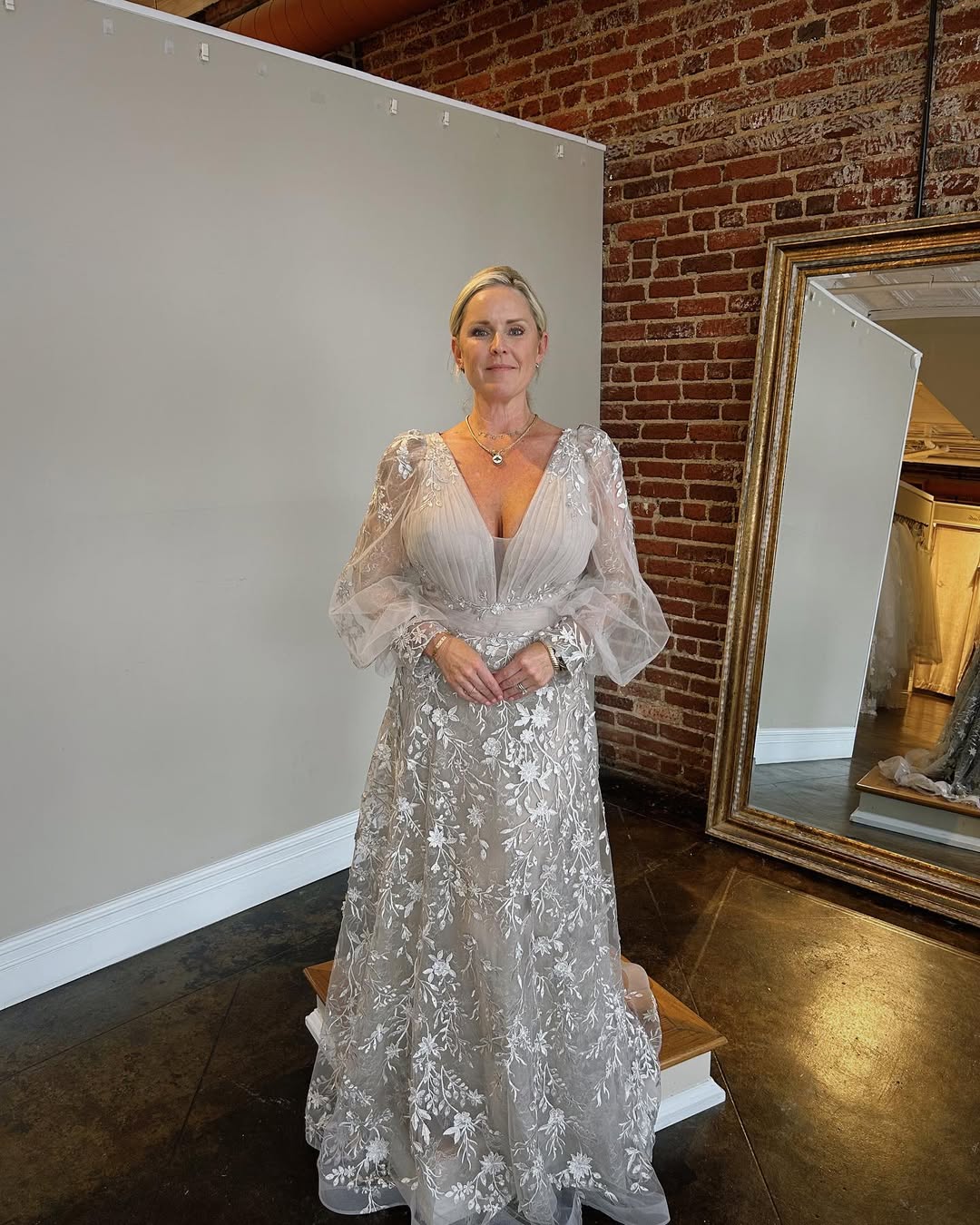 Soft Organza Sleeves + Embroidered A-Line Gown